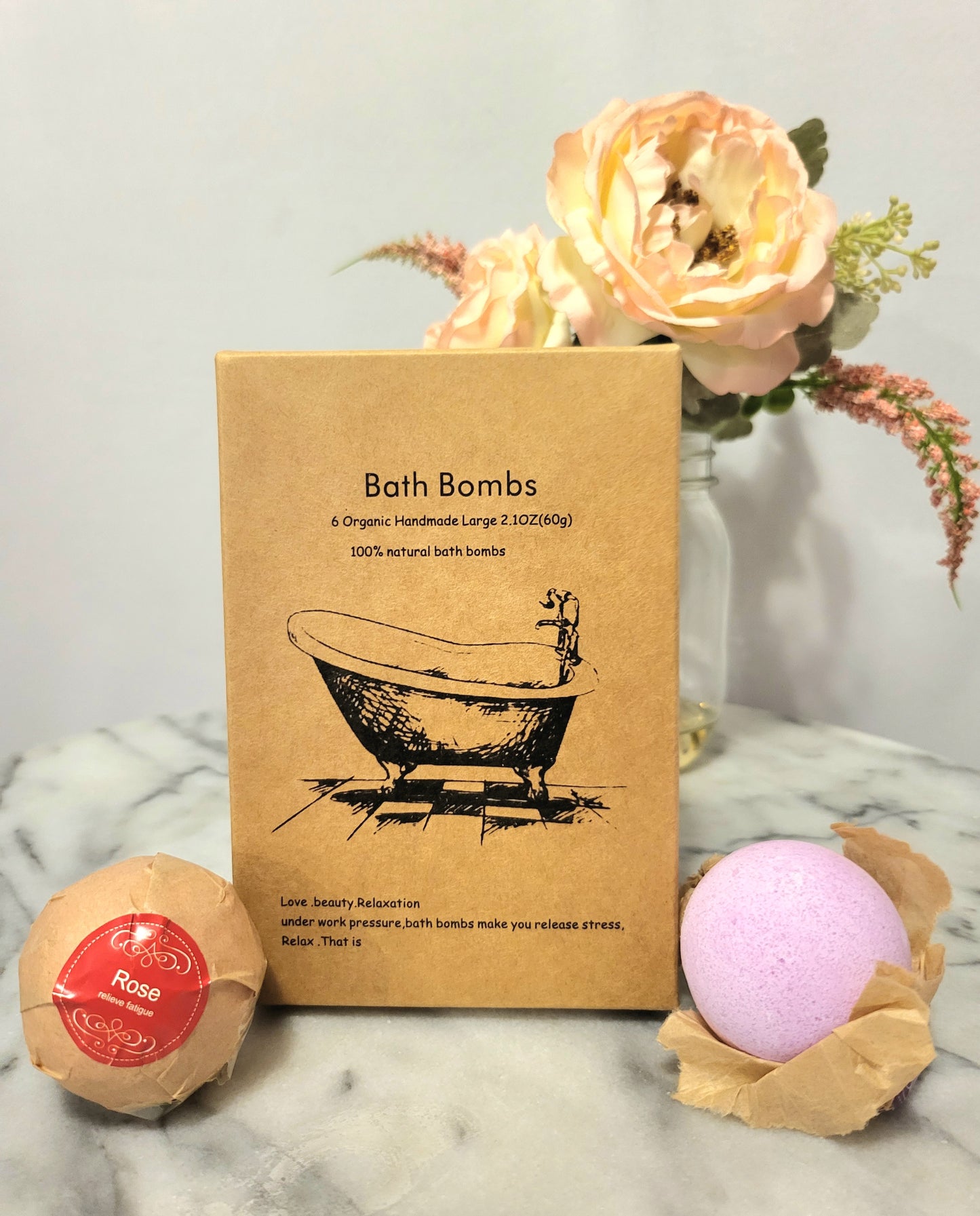 Organic Bath Bombs, 6 Piece Handmade