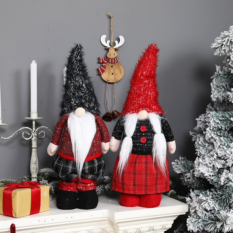 Standing Christmas Gnome, Red & Black Santa Gnome