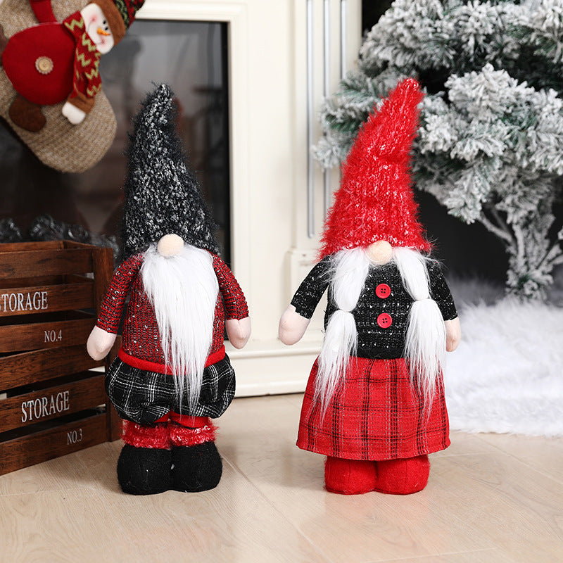 Standing Christmas Gnome, Red & Black Santa Gnome