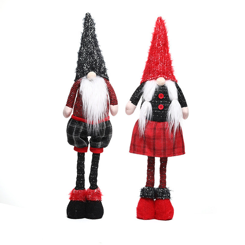 Standing Christmas Gnome, Red & Black Santa Gnome