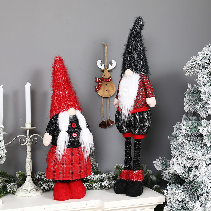 Standing Christmas Gnome, Red & Black Santa Gnome