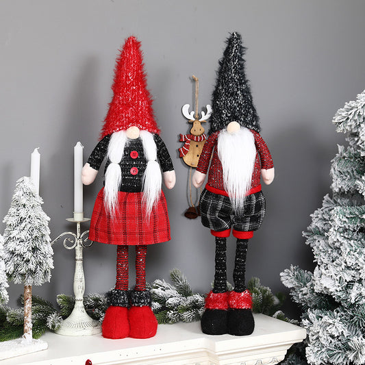 Standing Christmas Gnome, Red & Black Santa Gnome