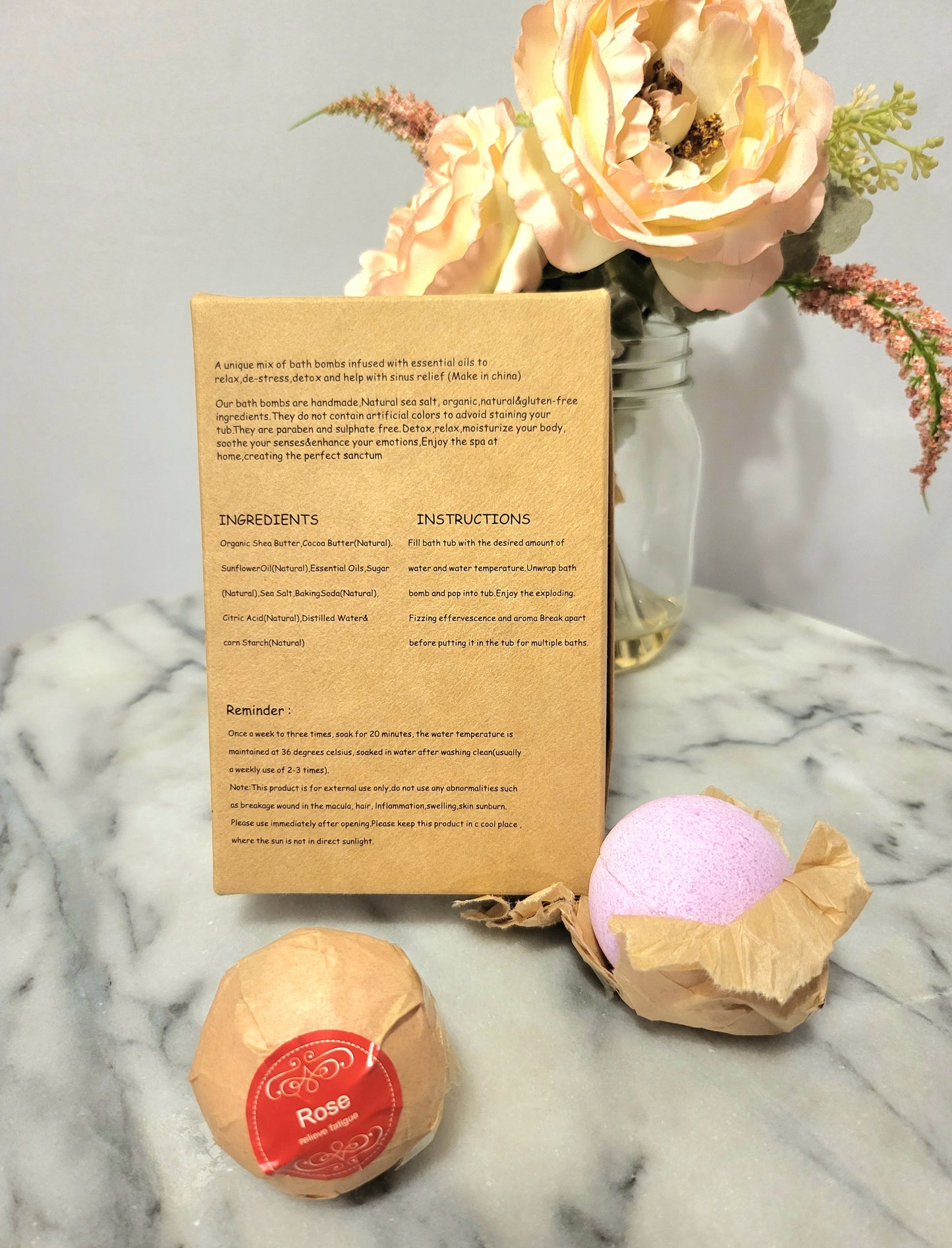 Organic Bath Bombs, 6 Piece Handmade