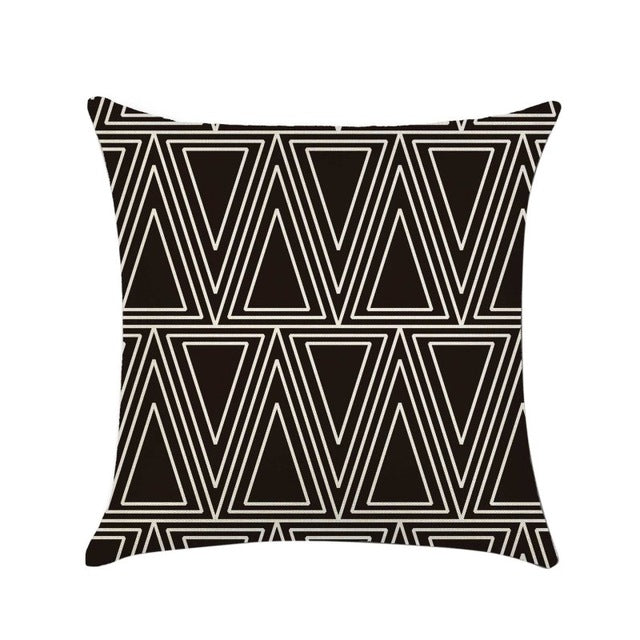 Linen Cotton Geometric Throw Pillow Cover, 45X45cm, Heritage Home Collection