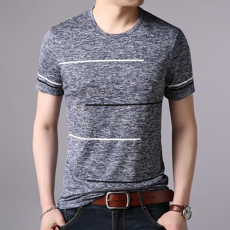 Men's Striped Printed T-shirt