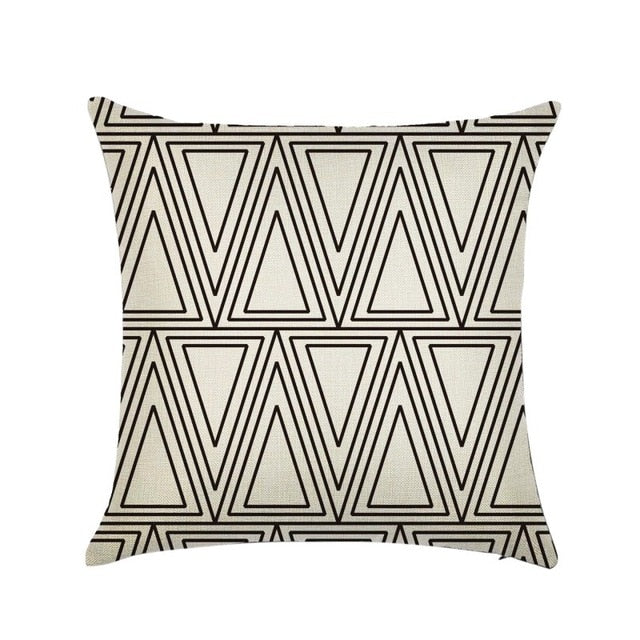 Linen Cotton Geometric Throw Pillow Cover, 45X45cm, Heritage Home Collection