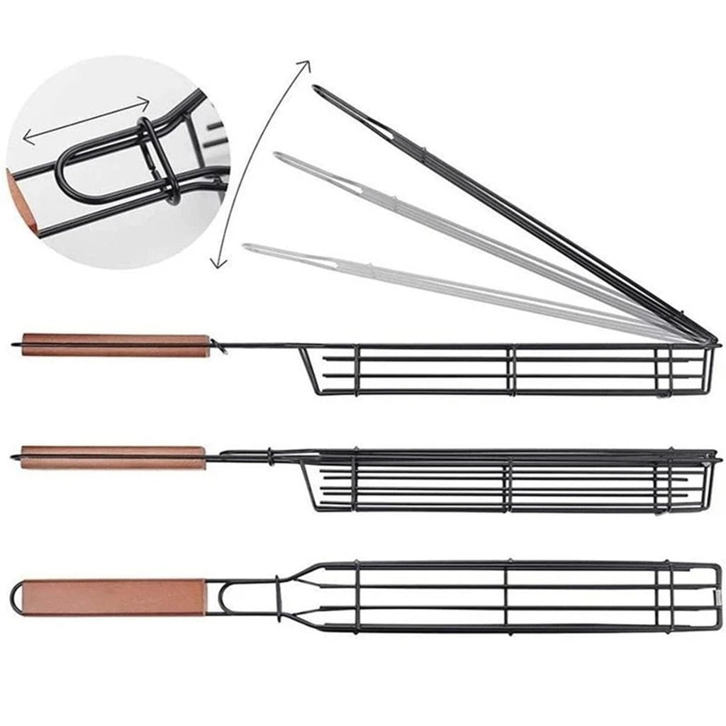 BBQ Grilling Basket Stainless Steel, Nonstick Kebob Making Set, Kitchen Grilling Accessories