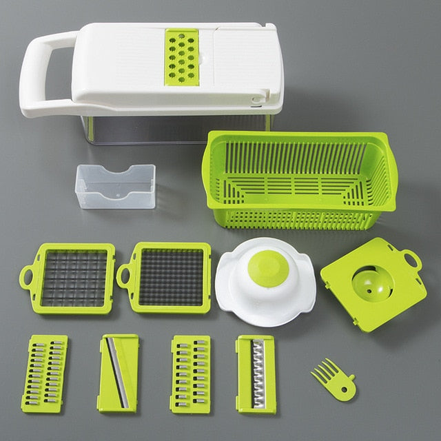 Multifunctional Vegetable Cutter Fruit Slicer, Grater, Shredders, Drain Basket, 8 In 1 Gadgets Kitchen Accessories