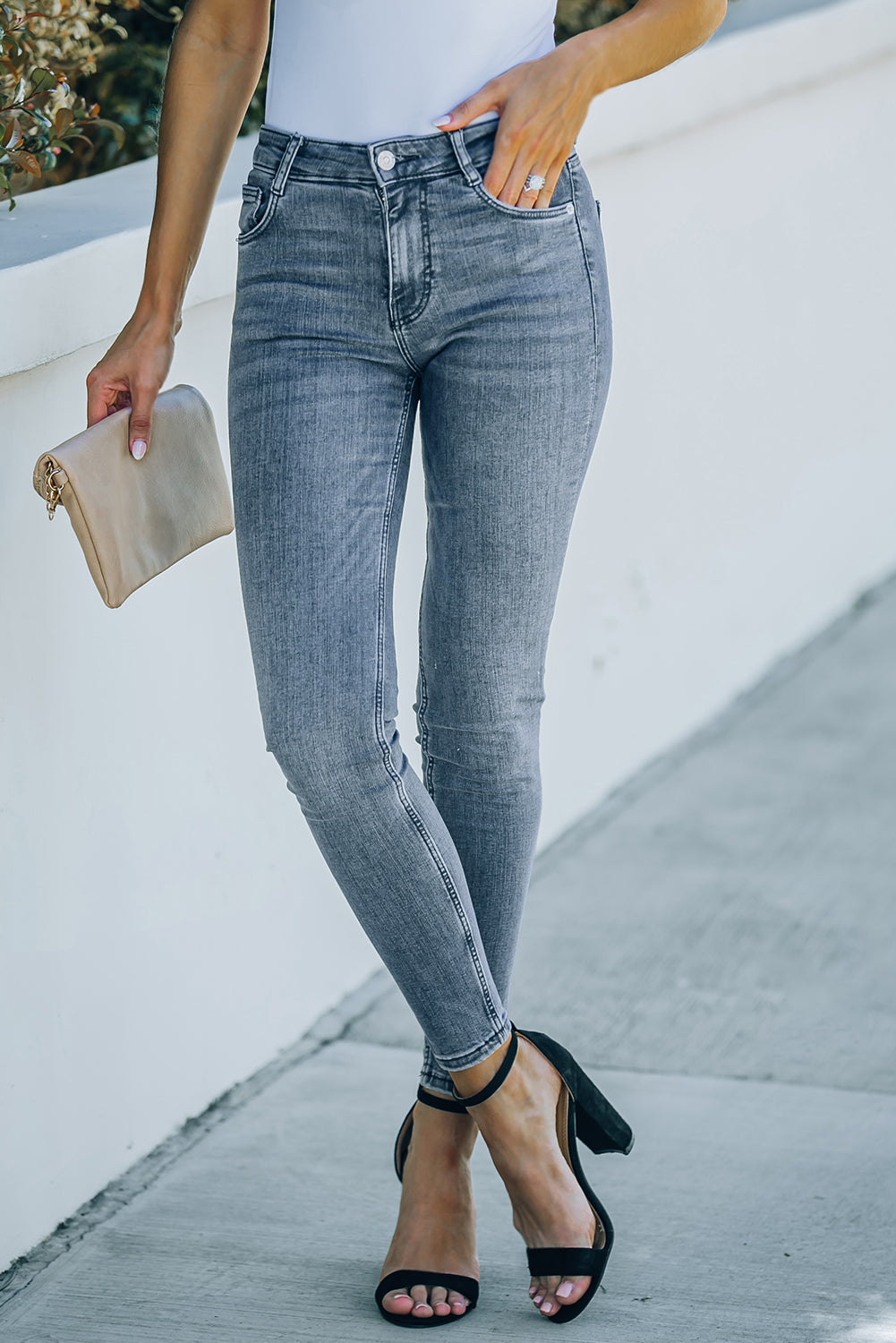 Ankle-Length Modern Skinny Jeans With Pockets