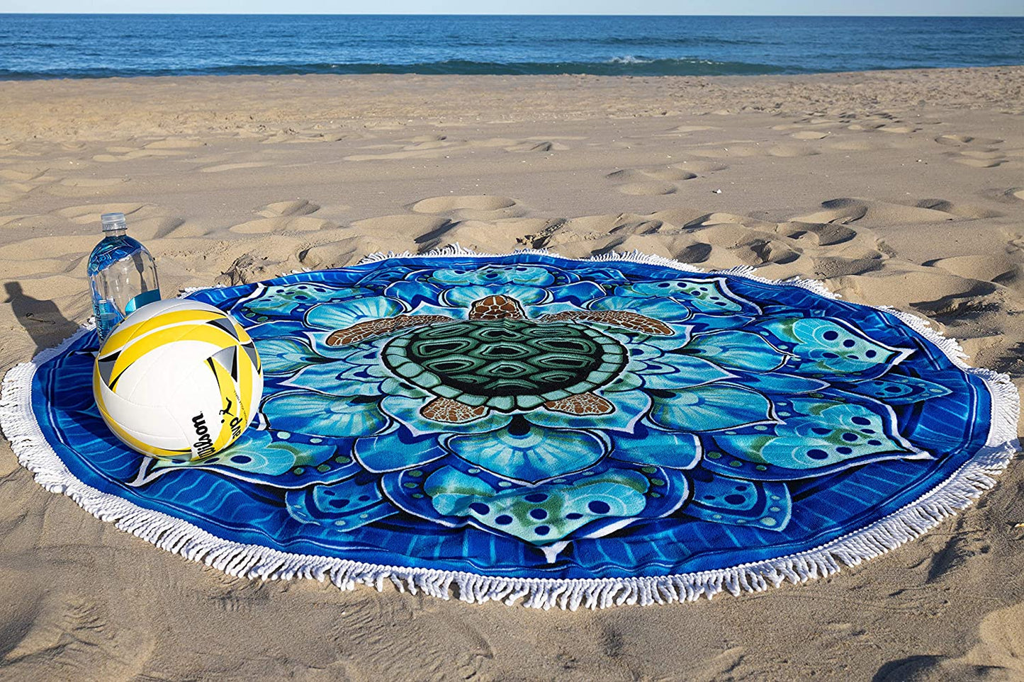 Round beach towel, sea turtle 